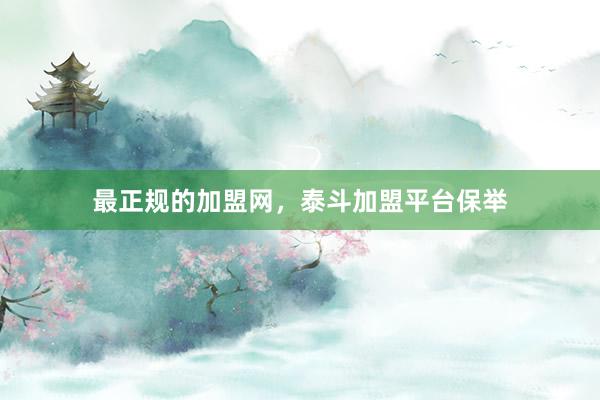 最正规的加盟网,泰斗加盟平台保举