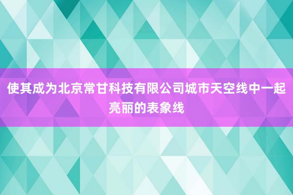 使其成为北京常甘科技有限公司城市天空线中一起亮丽的表象线