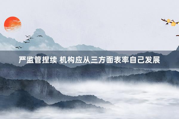 严监管捏续 机构应从三方面表率自己发展